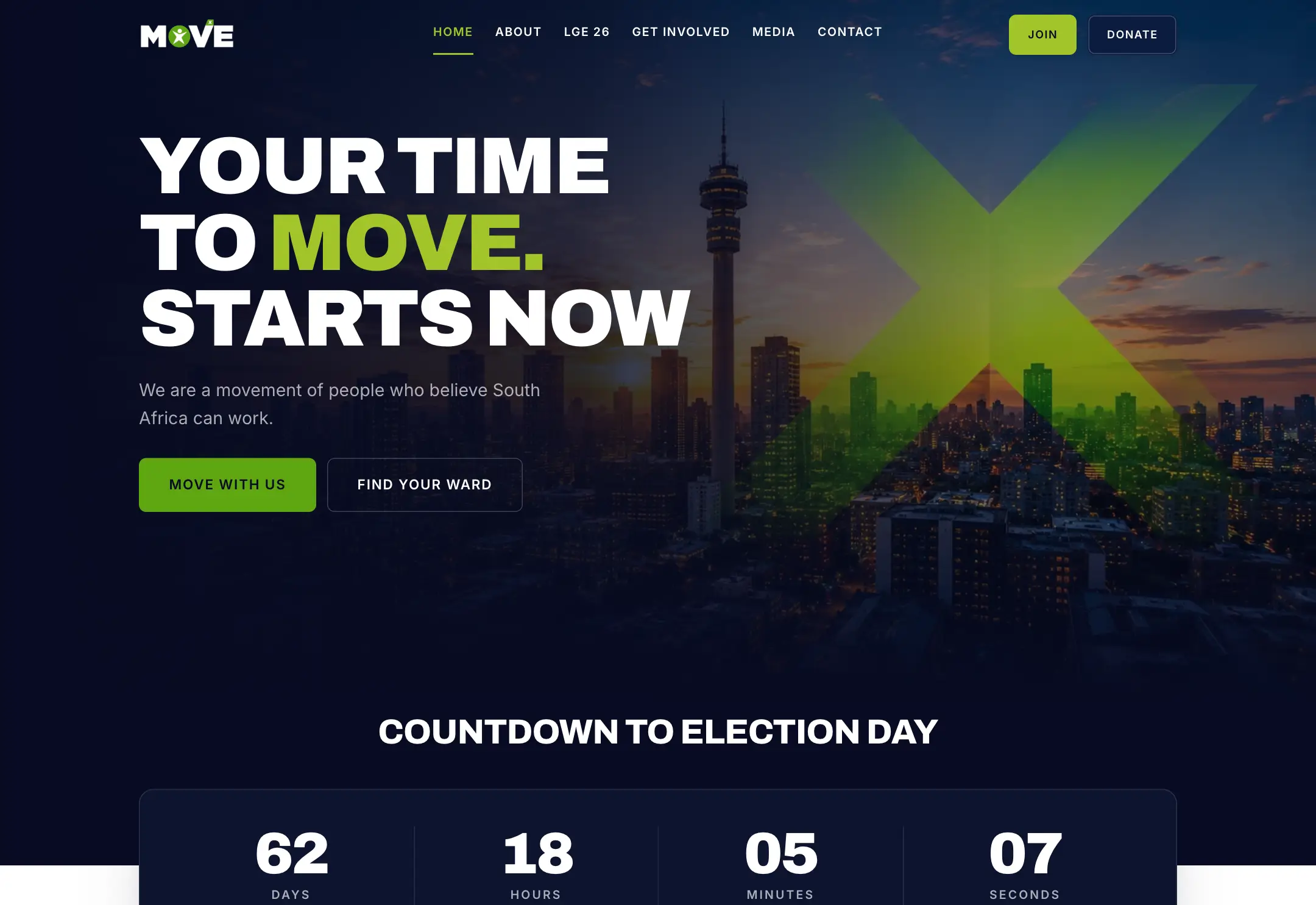 The MOVE SA website, built by ZTDEV Studios